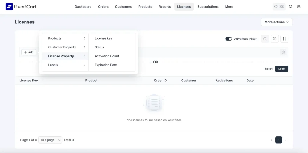licenses and subscriptions in fluentcart